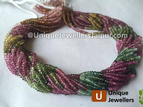 Multi Tourmaline Faceted Roundelle Beads